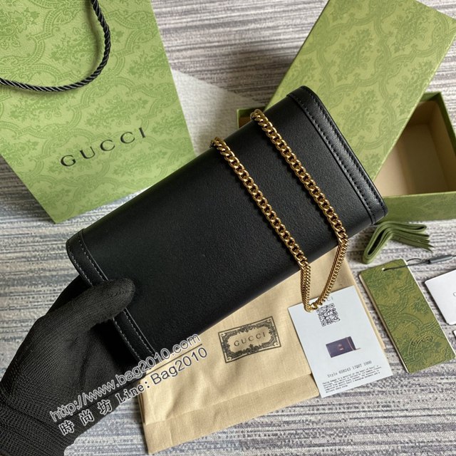 Gucci新款女包 古馳WOC黑色全皮小挎包 竹節鎖扣 Gucci2021新款鏈條錢包 658243  ydg3027